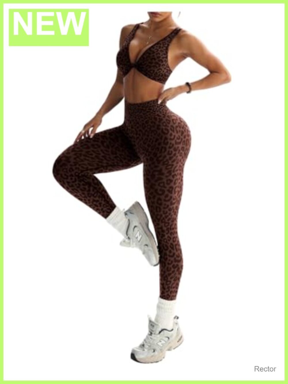 Leopard Print 2 Piece Workout Set Sleeveless High Waist Leggings